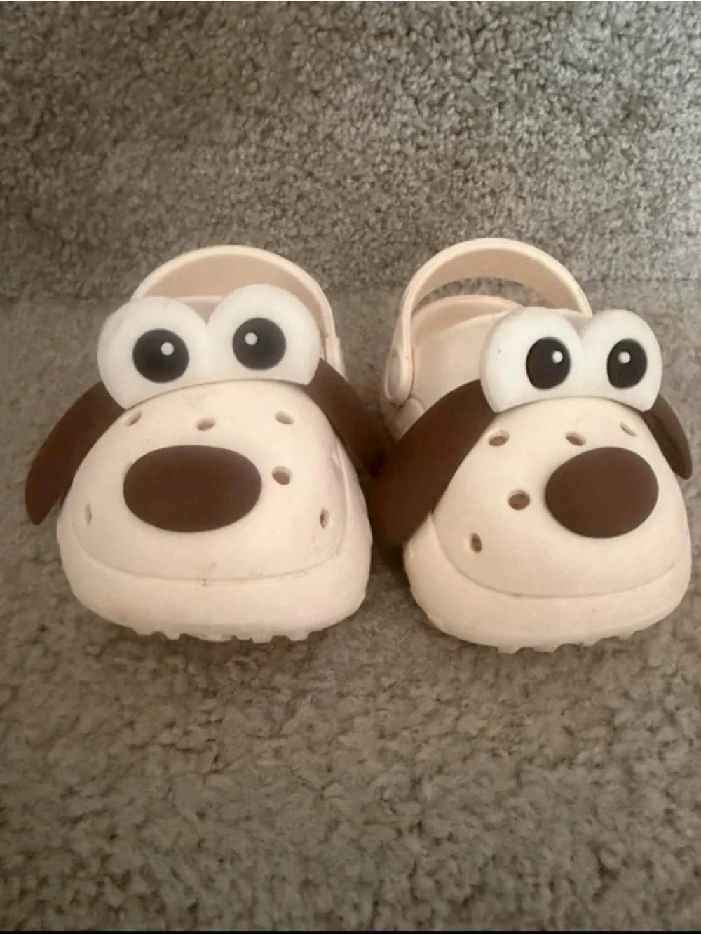 Kids Beige Dog Face Clog Sandals